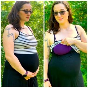 Black and white stripped nursing dress